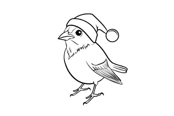 Cute Christmas Bird Coloring Page