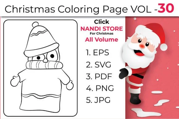 Christmas Kids Coloring Book Pages Vol30