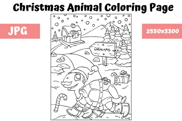 Christmas Animal Coloring Page 12