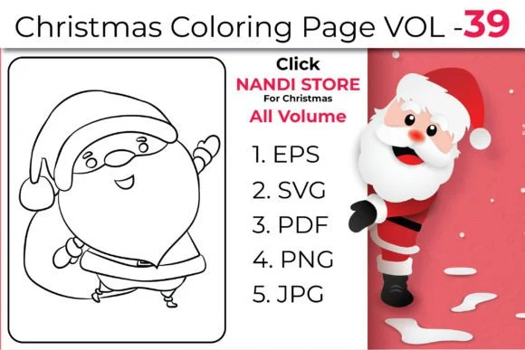 Christmas Kids Coloring Book Pages Vol39