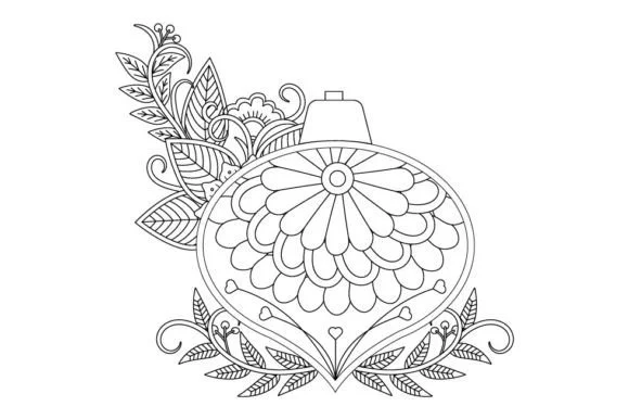 Christmas Ball Coloring Page with Floral