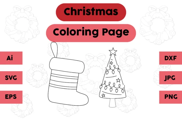 Christmas Coloring Page Tree Socks Set