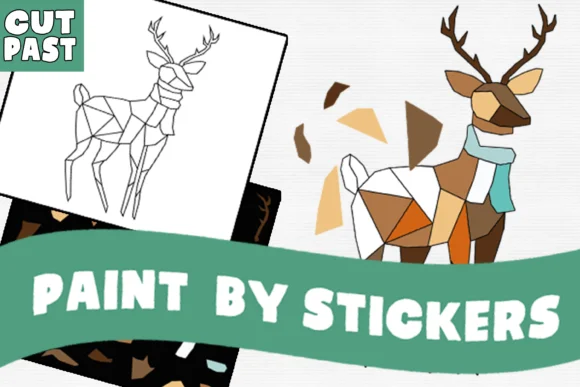 Christmas Deer Color or Paint by Sticker