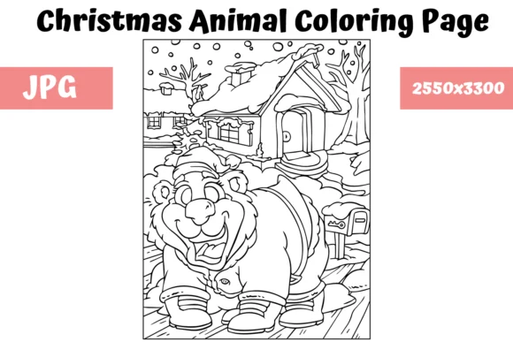 Christmas Animal Coloring Page 19
