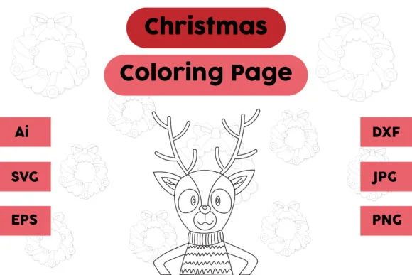 Christmas Coloring Page - Deer 04