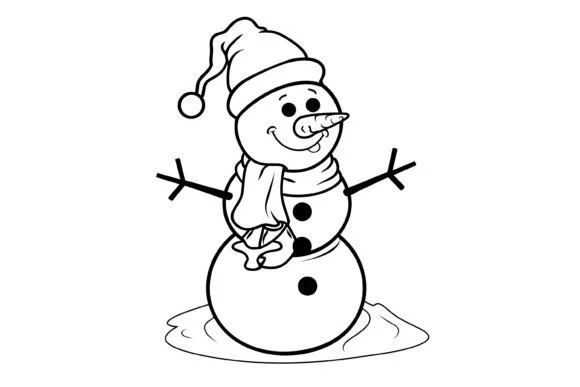 Christmas Snowman Kids Coloring Page