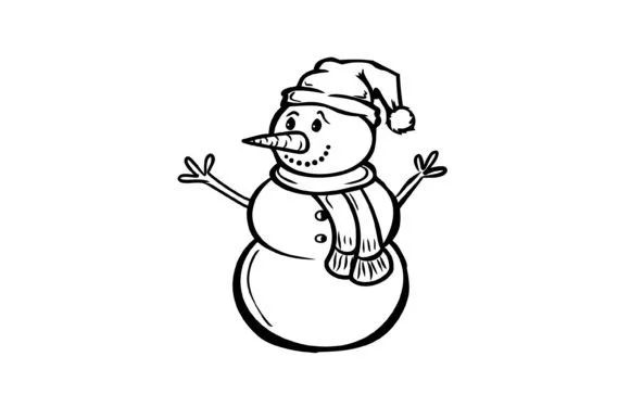 Christmas Snowman Kids Coloring Page