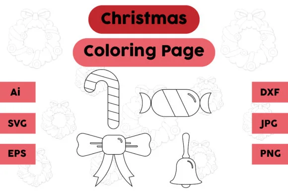 Christmas Coloring Page Candy Bell Set