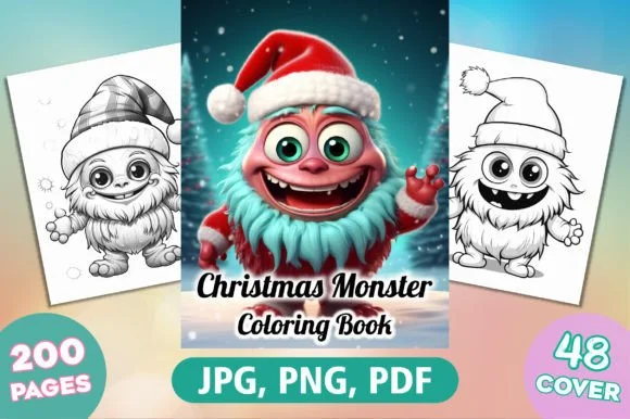 Christmas Monster Coloring Pages for KDP