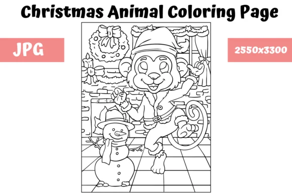 Christmas Animal Coloring Page 14