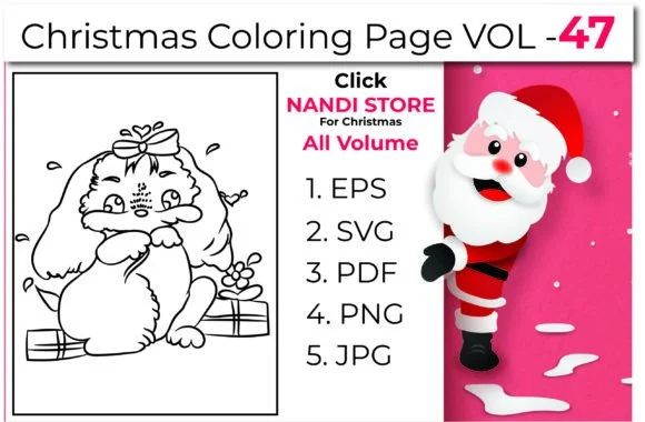 Christmas Kids Coloring Book Pages Vol47
