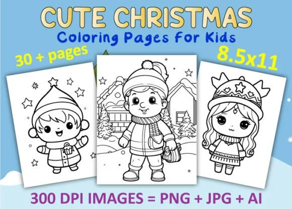 Cute Christmas Coloring Pages for Kids