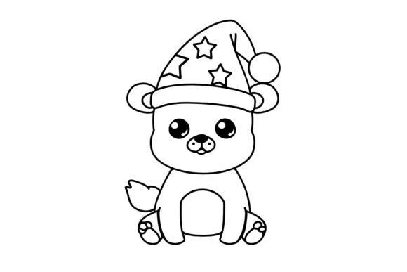 Cute Christmas Animal Kids Coloring Page