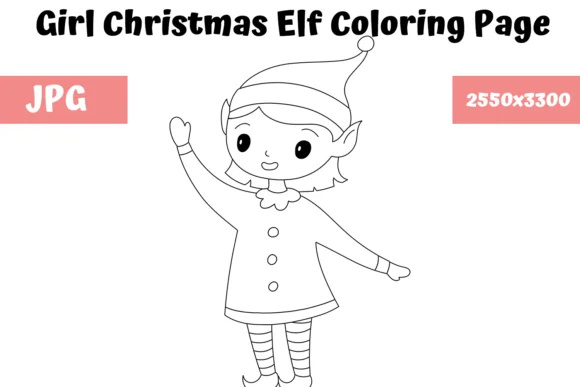 Coloring Page for Kids - Girl Christmas