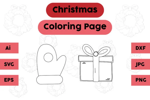 Christmas Coloring Page Glove Gift Set 2