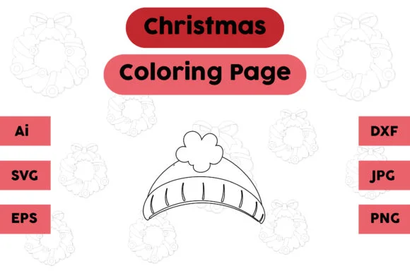 Christmas Coloring Page - Hat 14