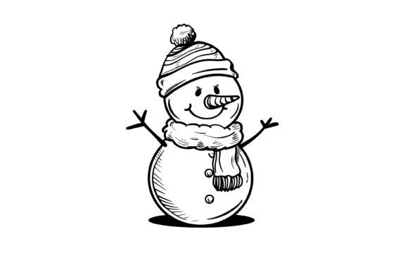 Christmas Snowman Kids Coloring Page