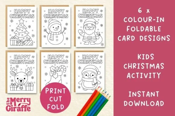 Christmas Colour in Cards Kids Activity