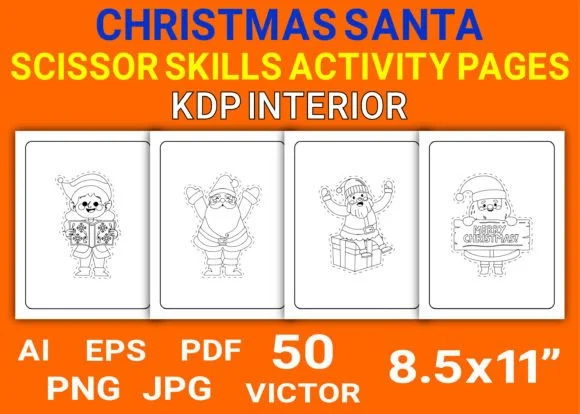 Christmas Santa Scissor Skills Coloring