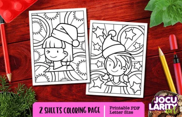Cute Christmas Girl Coloring Pages