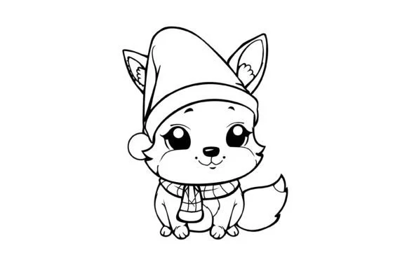 Cute Christmas Animal Kids Coloring Page