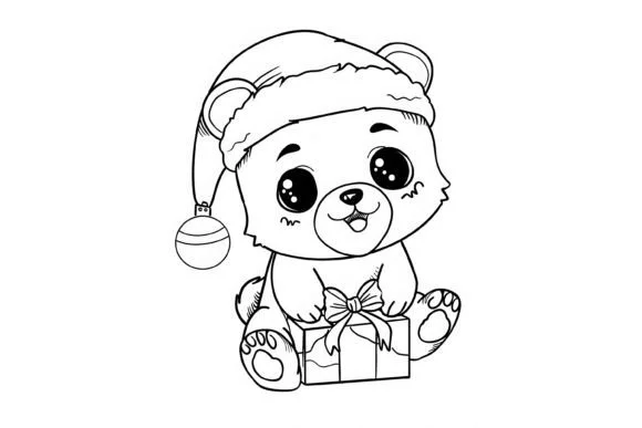 Cute Christmas Animal Kids Coloring Page