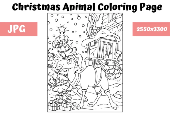 Christmas Animal Coloring Page 11