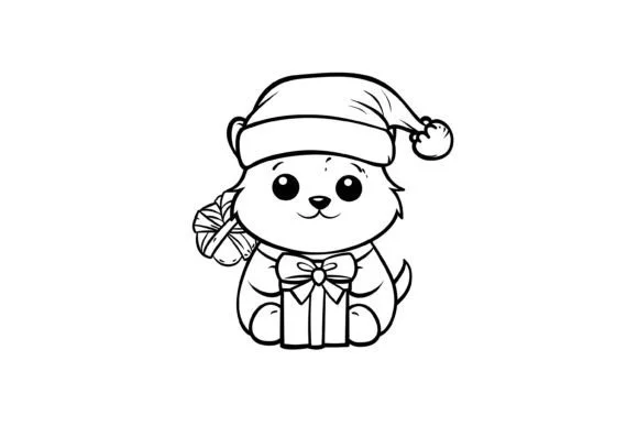 Cute Christmas Animal Kids Coloring Page