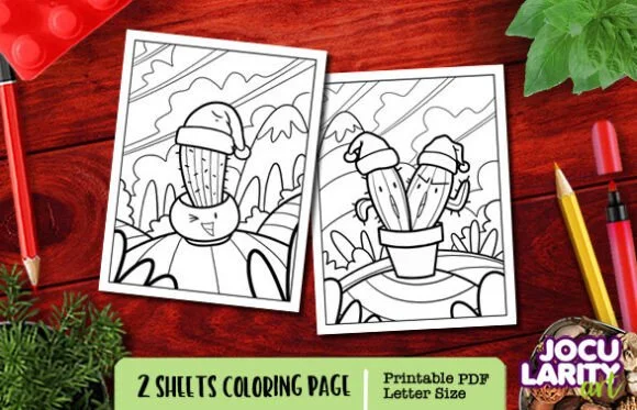 Cute Christmas Cactus Coloring Pages