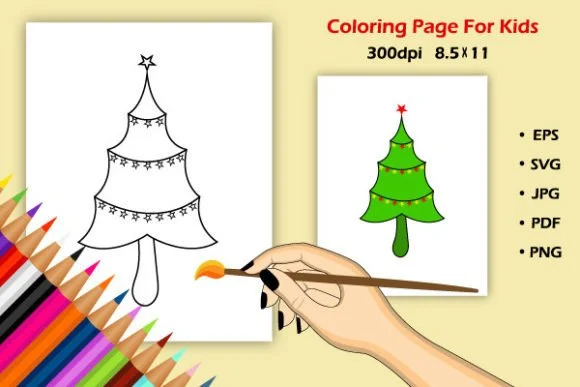 Christmas Tree Coloring Pages for Kids