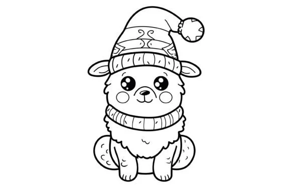 Cute Christmas Animal Kids Coloring Page