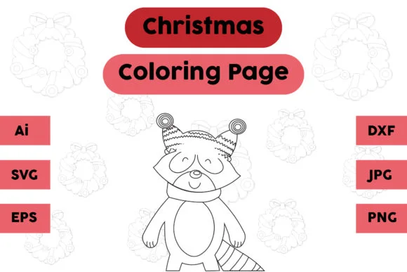 Christmas Coloring Pages Raccoon 01