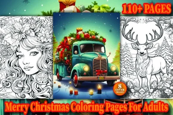 Merry Christmas Coloring Book Pages KDP