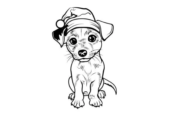 Cute Christmas Dog Coloring Page for Kid
