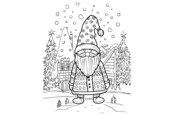 Christmas Gnome Coloring Page