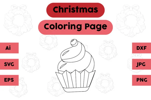 Christmas Coloring Page - Cupcake 01