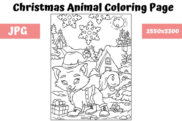 Christmas Animal Coloring Page 3