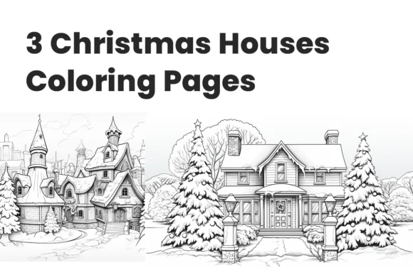 Line-Art Illustrations Christmas Houses