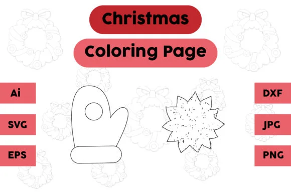 Christmas Coloring Page Set Decoration