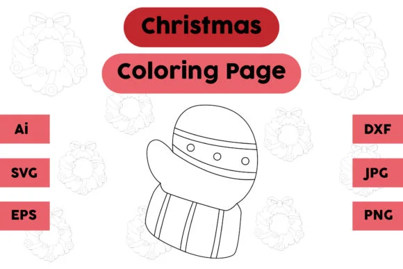 Christmas Coloring Page - Gloves 07