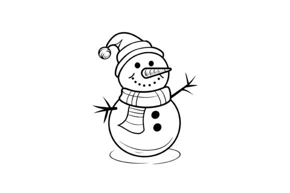 Christmas Snowman Kids Coloring Page