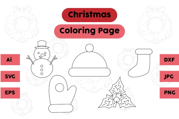 Christmas Coloring Page Snow Hat Set 01