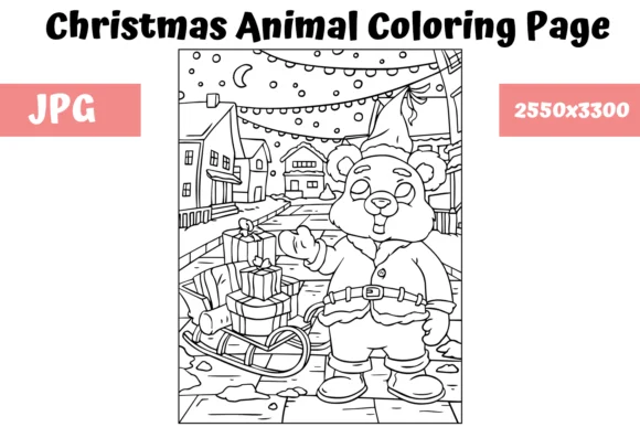 Christmas Animal Coloring Page 17