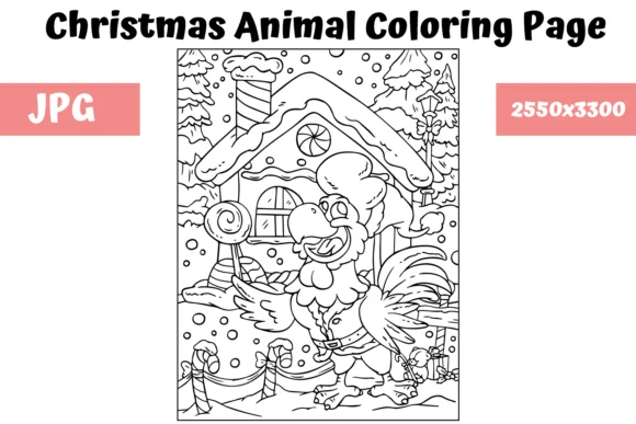 Christmas Animal Coloring Page 7
