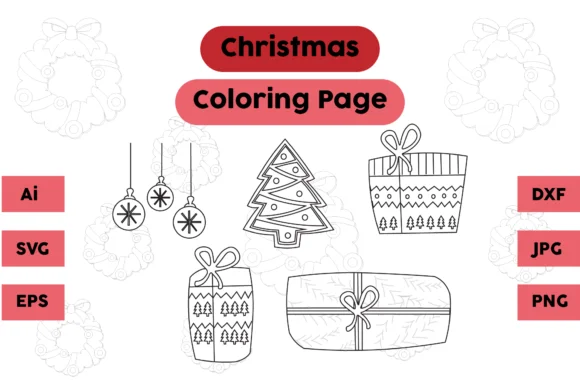 Christmas Coloring Page Lamp Gift Set 04