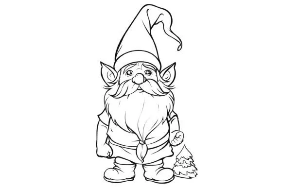 Christmas Gnome Coloring Page
