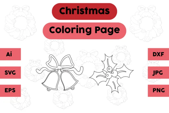 Christmas Coloring Page Bell Plum Set 02