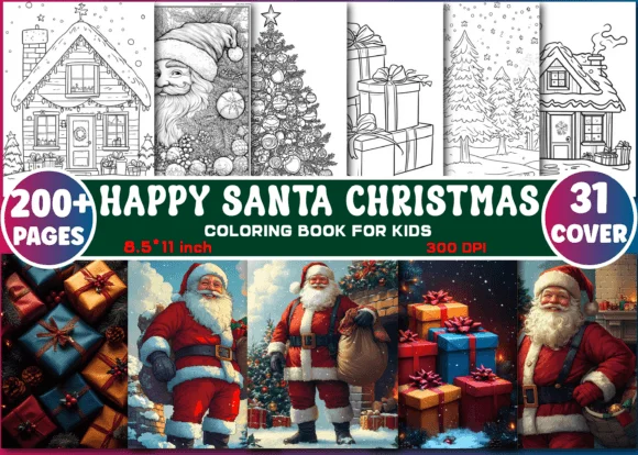 Happy Christmas Coloring Pages for KDP